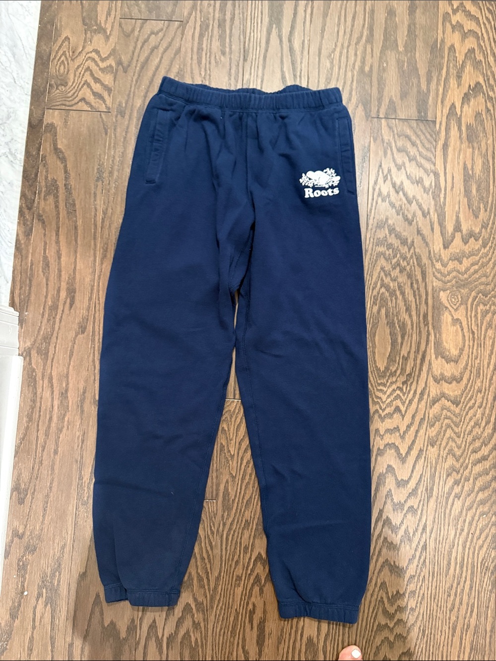 Roots Kids Navy Sweat Joggers with White Logo